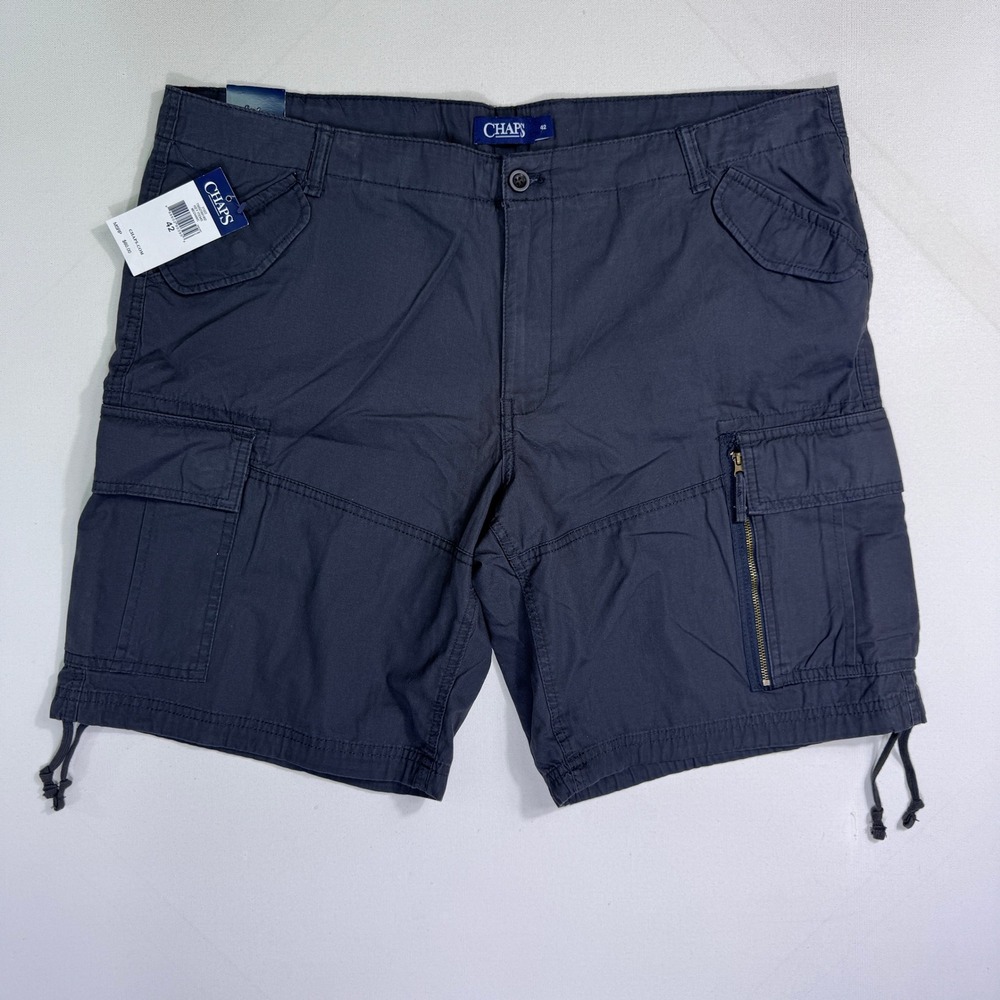 Chaps Mens 42x10 Cargo Shorts Utility Hiking Mechanic Grey NWT Work Pockets